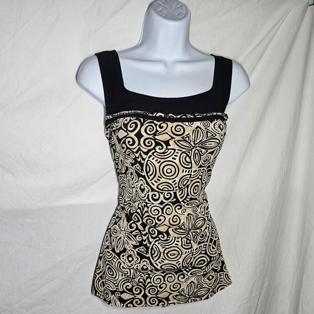 Y2K funky boho patterned square neck blouse